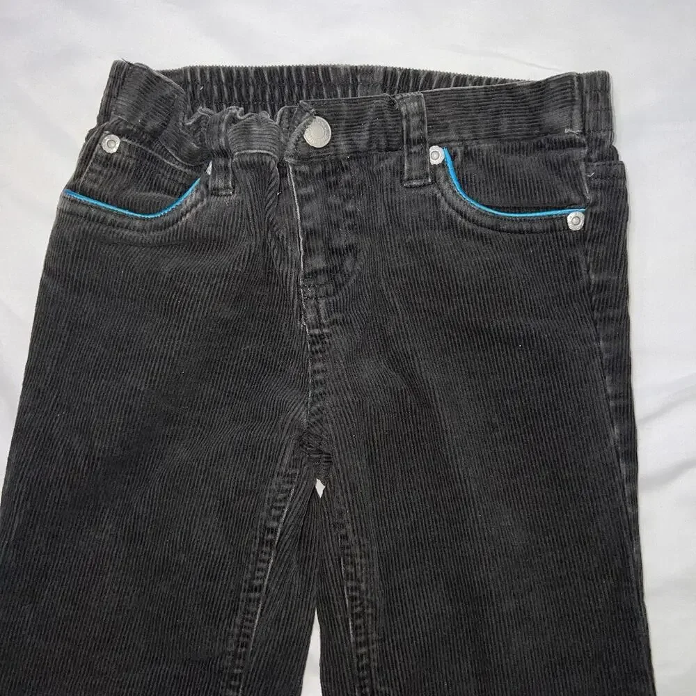 Ralph Lauren Pants Girl Size 6X Black Corduroy Cotton Stretch Elastic Waist Fade